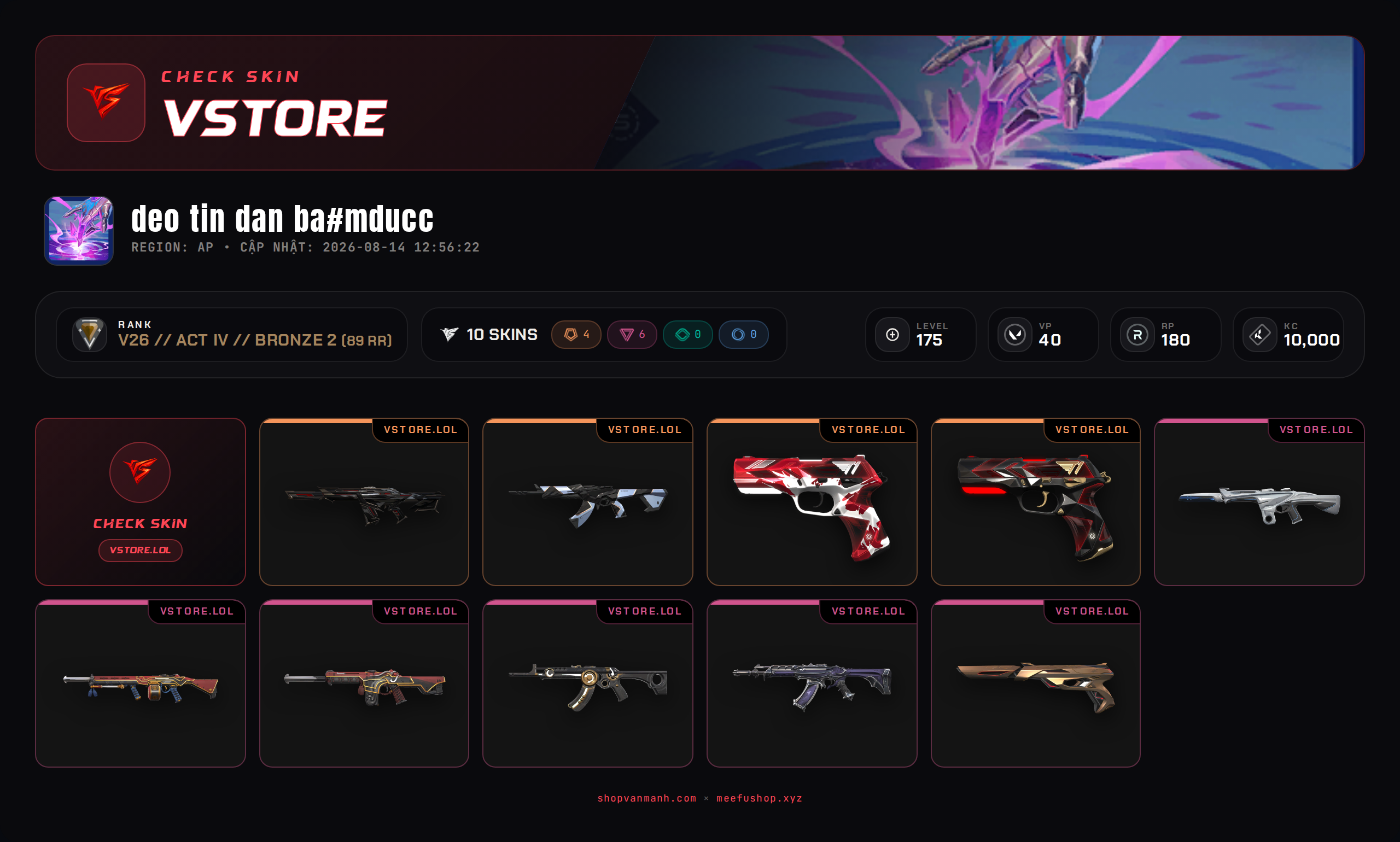 SIÊU SALE 10 SÚNG SKIN HOT HIT